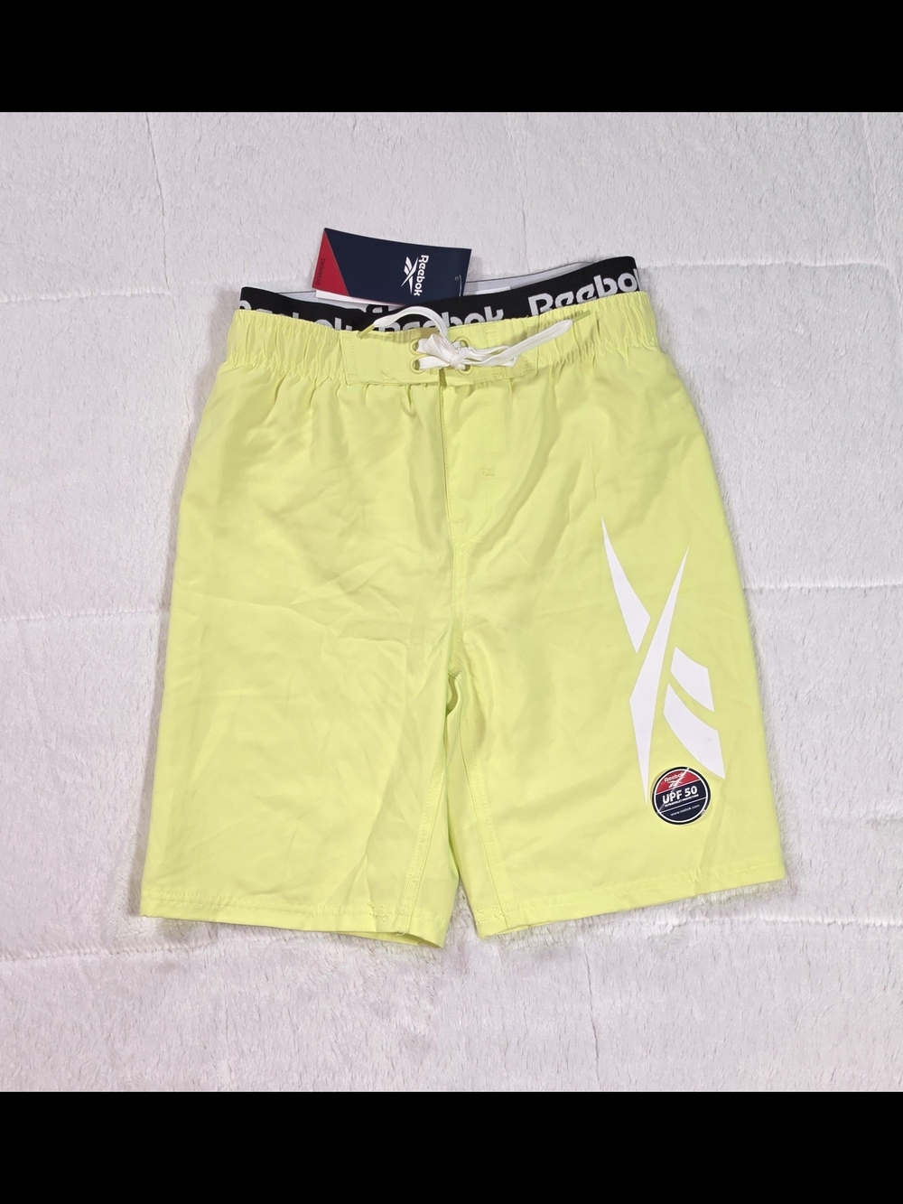 Reebok Neon Yellow Boys' Swim Trunks with White Logo(SW300-23,24)
